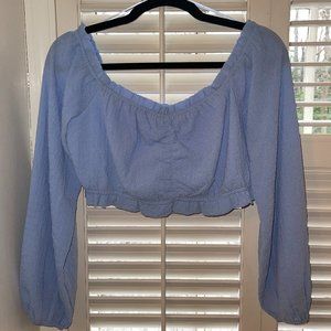 Blue off the shoulder crop top (L)